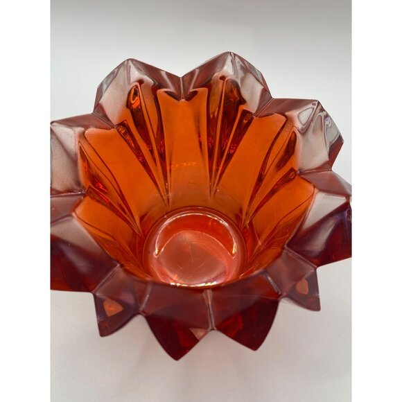 Mikasa Skyline-XMAS Red Glass Votive Candle Holder 4.5" Czech Republic Faceted D - Picture 2 of 9